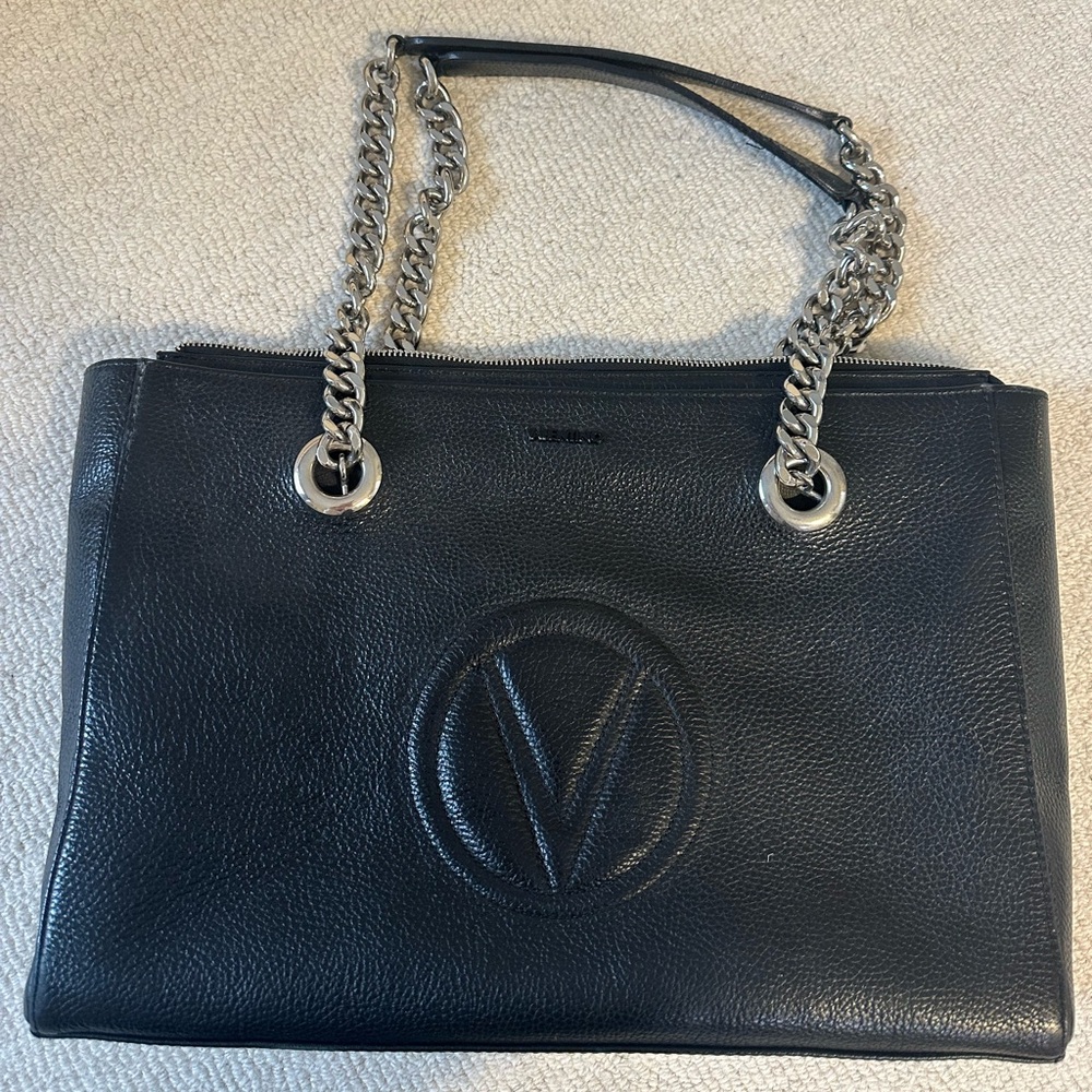 Mario Valentino Black Leather Tote Bag